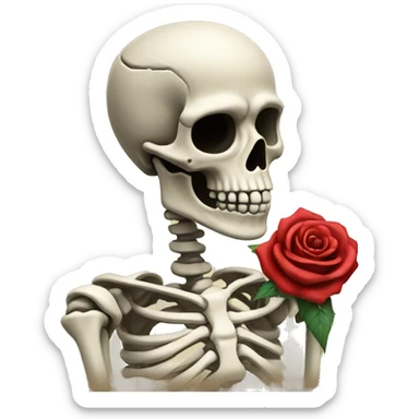 Skeleton with rose sticker