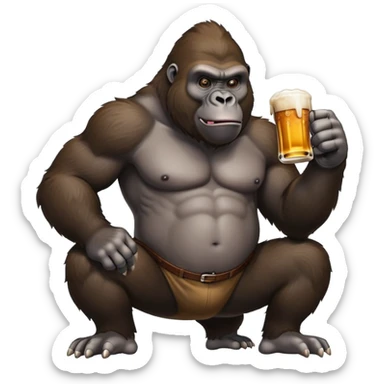 Gorilla with a beer sticker