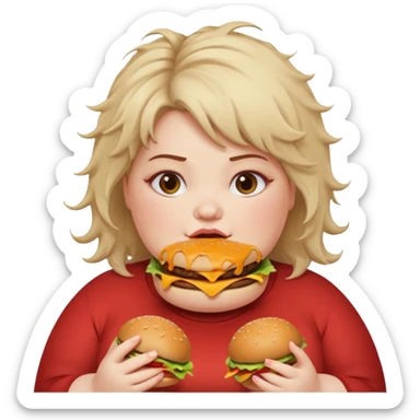 fat girl eating burger sticker