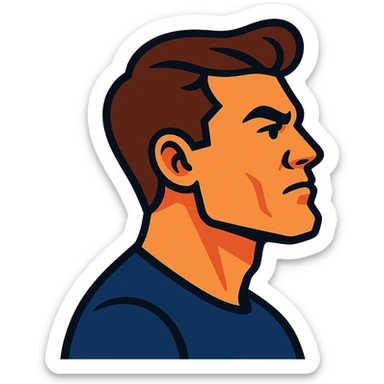 person mewing, clear jawline emphasis sticker