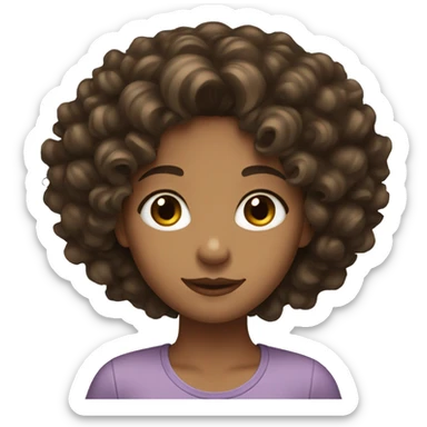 girl with dark brown eyes and curly hair sticker