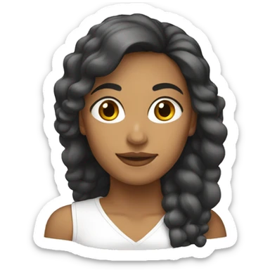 Mujer de pelo negro largo blanca sticker