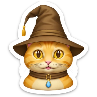 Simple yellow cat emoji wearing a sorting hat sticker
