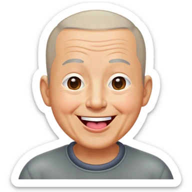 Nam, 70 tuổi, đầu đinh, nhắm 1 mắt, cười tươi, tounge out sticker