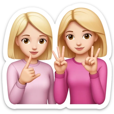 Two girls making a pinky promise  sticker