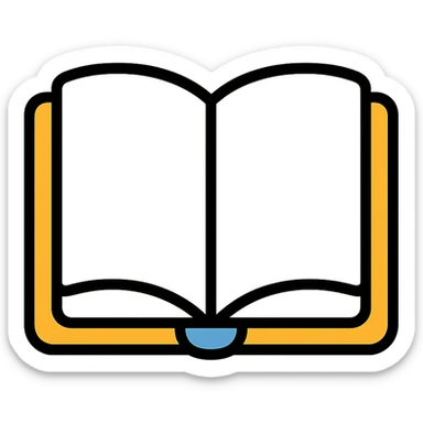 open thick white book icon, colorful outlined style sticker
