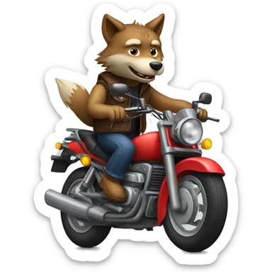 Wolf riding motorbike sticker