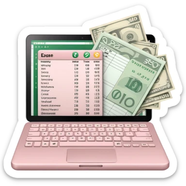 Light Pale Pink Expenses Money tracker Documents Excel lap top sticker