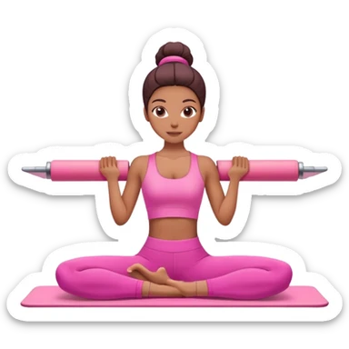 person in pink outfit doing pilates exercise sticker