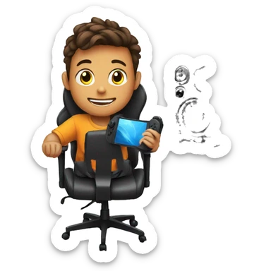 Boy sitting on gaming chair and making youtube video sticker