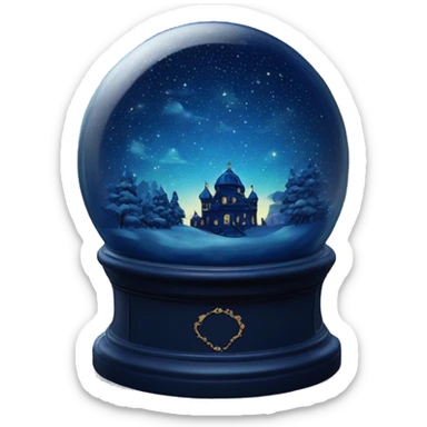vintage dark blue rococo night sky snow globe sticker