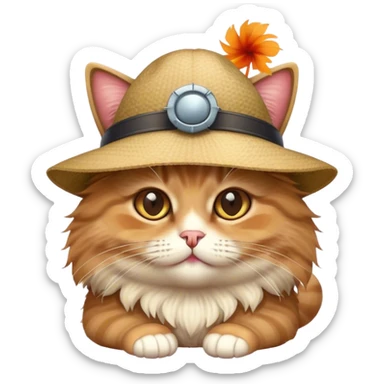 Fluffy cat with propeller hat sticker