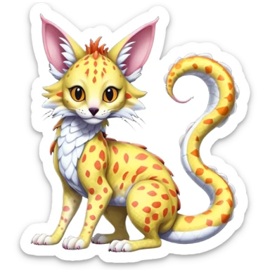 Flurry furry scaly sergal-serval-possum-sphynx-Koi-sergal-fusion-animal-hybrid-creature with a snake-tail sticker
