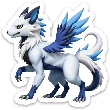 Garurumon-Zeraora-Renamon-Absol-fusion-hybrid-creature (full body sticker