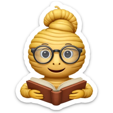 worm reading book sticker