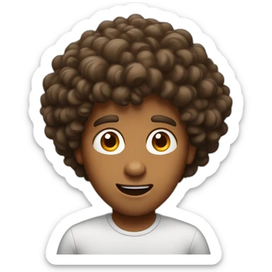 A brown guy with big curly hair surprised sticker