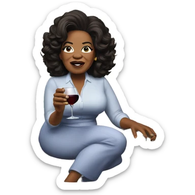 Oprah Winfrey mad and drinking a bottle of wine while watching TV sticker