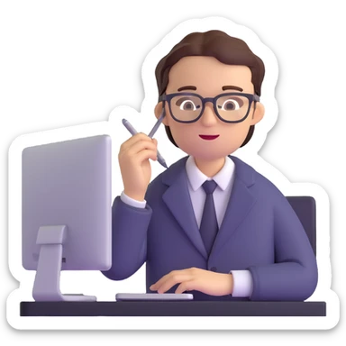 business analyst studying price data on computer sticker