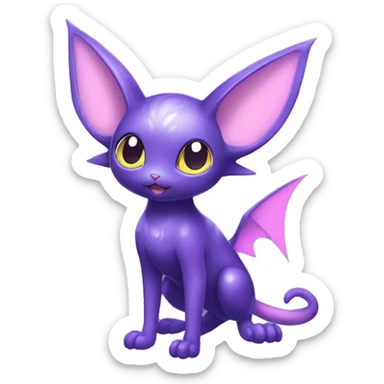 Shiny Cute Kawaii Ethereal Dark Noibat-Delcatty-Espeon-fusion-hybrid full body sticker