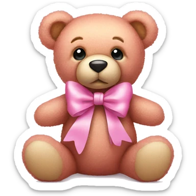 pink teddy bear with bow  sticker