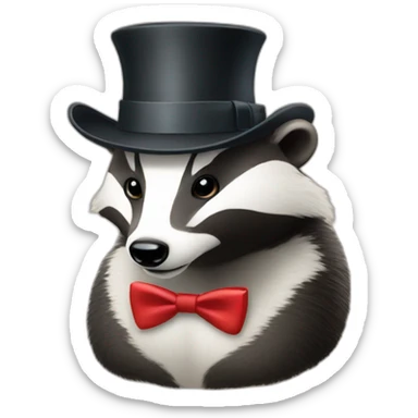 A badger with an elegant hat using a calculator  sticker