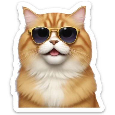 A happy ginger, Himalayan cat with sunglasses sticker