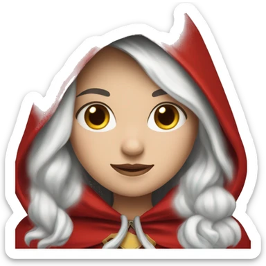 The white girl with white hair in the red cape and red hood. sticker