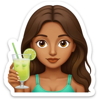 Long-brown-hair-brown Girl drinking margarita sticker