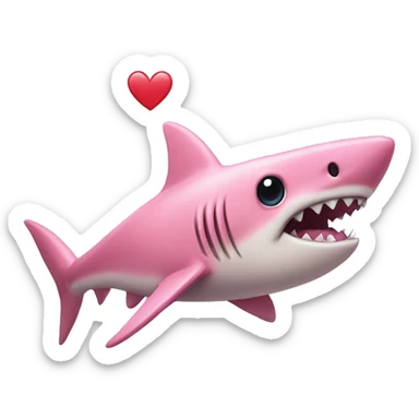 pink shark with eyelashes and heart sticker