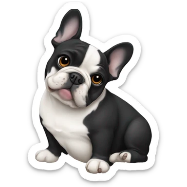 black and white french bulldog in love sticker