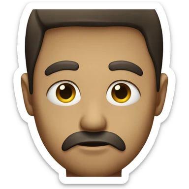 The most bland, dead eyed stare with a hmm mouth sticker