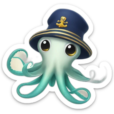 Squid wearing a sailor hat sticker