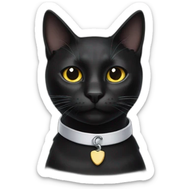 Black cat with white spot on collar sticker