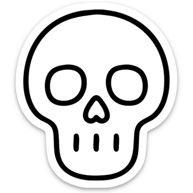 cartoon skull simple black outline icon sticker