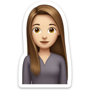 Short white girl with long straight brown hair sticker