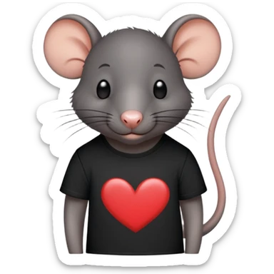 All black rat with "stevie ❤️" on his T shirt sticker