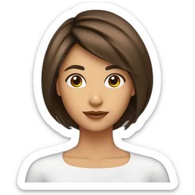 Mujer, 35 años, pelo color marrón, corte carre largo y flequillo con línea al medio sticker