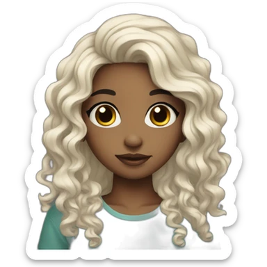 Black haired girl with wavy hair cute and aesthetic sticker