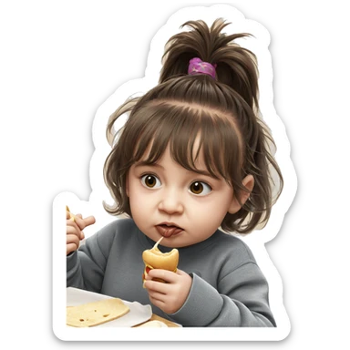 girl enjoying food with ponytail sticker