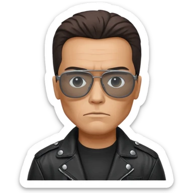 terminator shwartzneger only top in his black glasses and his black jacket sticker