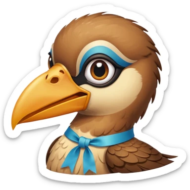 bird with piercings on beak and ribbon two eyes sticker