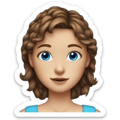 girl with blue eyes with brown hair and with freckles sticker