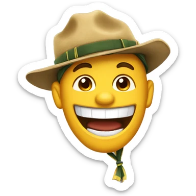 Yellow scout  emoji laughing out loud wearing a scout hat sticker