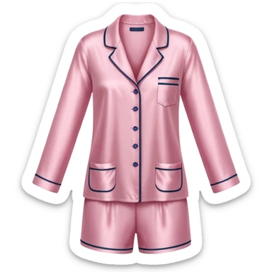 Soft pink silk pajamas folded neatly, minimal and elegant sticker