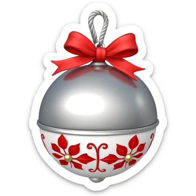 cute sleigh bell with red and white rope and floral decoratons sticker