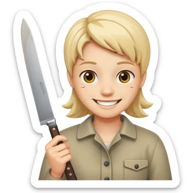 L'émoji : 😁 mais qui tien un couteau dans sa main sticker