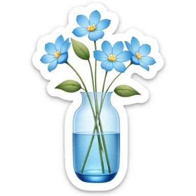 Light blue flowers in vase sticker