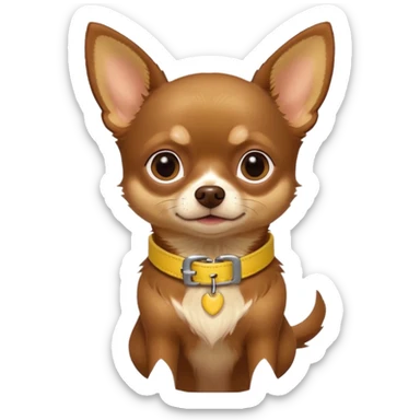 Chihuahua color chocolate con las patitas y pecho color café claro, un pequeño collar amarillo  sticker