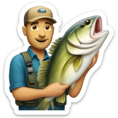 Angler holding big fish with awesome  sticker