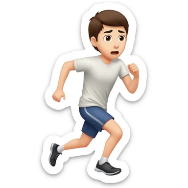 Person running away in fear, glancing back over shoulder with terrified expression sticker